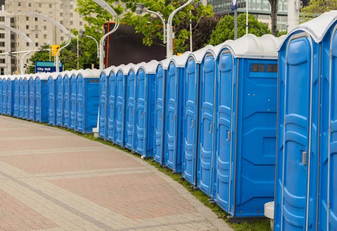 Seasonal porta potty units set up at a Abilene, Texas venue